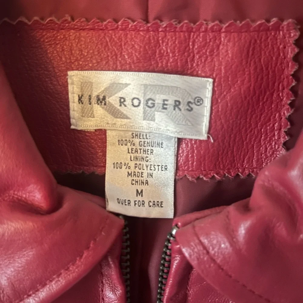 Kim Rogers Red Leather Jacket Classic Style - Picture 2 of 3